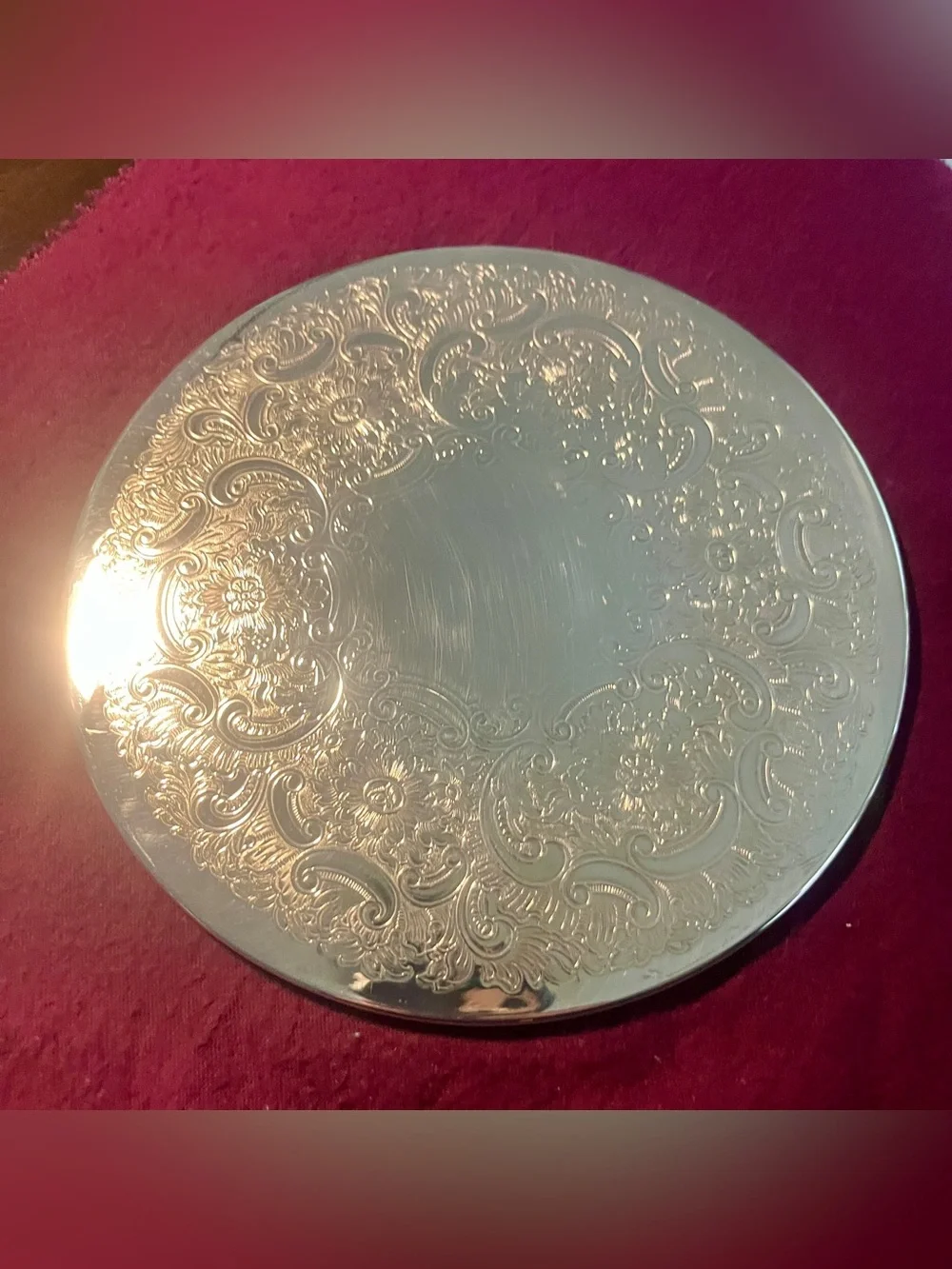 Silver-plated Serving & Teapot Trivet | English Floral Pattern | Felt Bottom